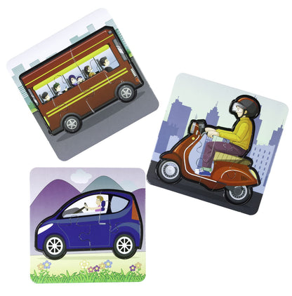 Arjoos | Skoodle My First Puzzle On Road Set of 3 - 15 Pieces | Birthday Gifts for Kids - Pack of 1