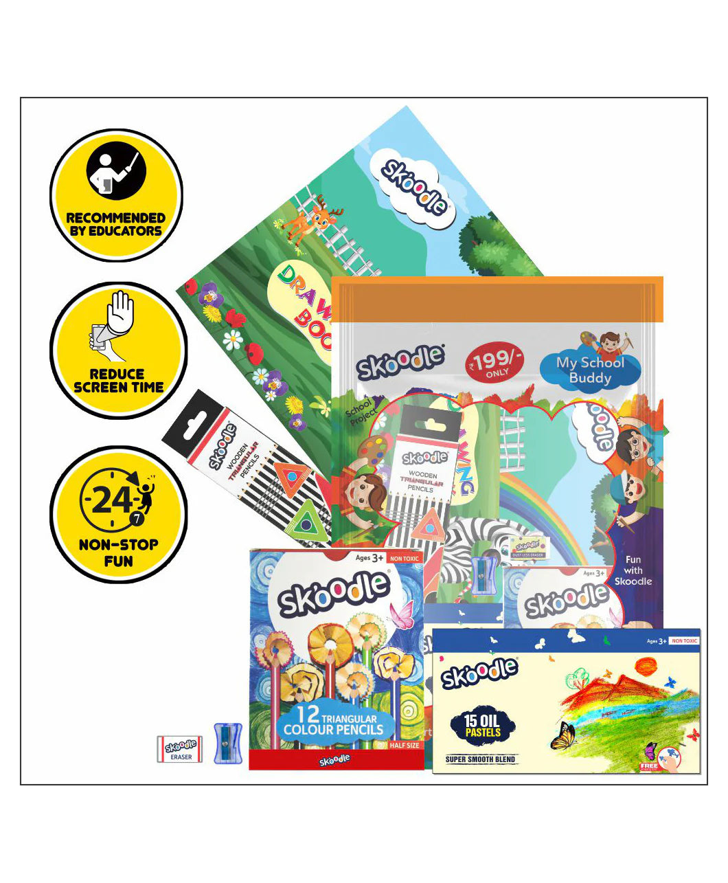 Arjoos | Skoodle My School Buddy Art Kit | Birthday Gifts for Kids - Pack of 1 - ( Ages - 3+ )
