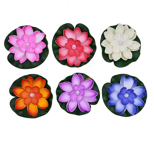 Arjoos | Water Floating Lily Flower With LED Light | Night Lamp for Pool