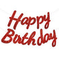 Arjoos|Red Glitter Cursive Happy Birthday Banner –Sparkle Letter Garland for Birthday Decoration, Hanging Banner (Pack of 1 Set)