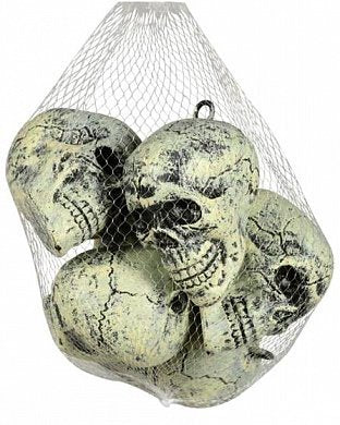 Arjoos| a 6-piece set of Halloween skull decorations in a mesh bag,