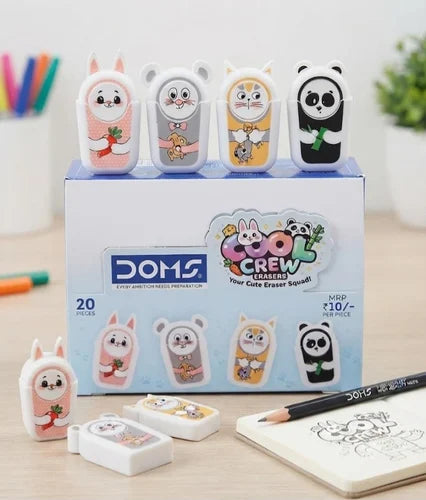 Arjoos| Cartoon Doms Cool Crew Character Shaped Erasers, Eraser Type