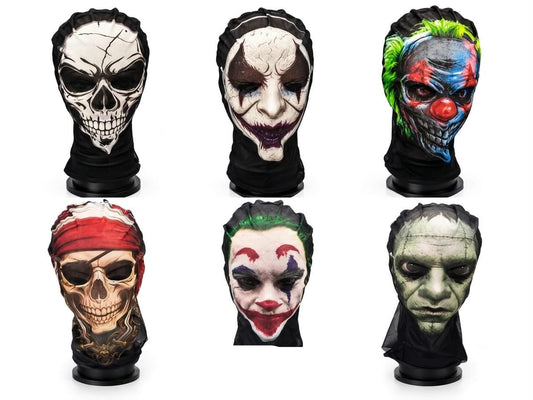 Arjoos|Scary Halloween Horror Mask for Adults & Teens, Creepy Full Face Clown Mask with Neck Cover, Realistic Printed Costume Mask for Halloween Party, Cosplay, Haunted House & Fancy Dress