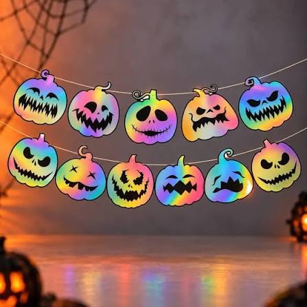 Arjoos| multicolor paper pumpkin Halloween garland set