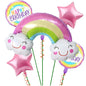 Arjoos| Rainbow Theme Foil Balloons| 5 pcs Foil- Balloon For birthday decoration,theme Party supplies Kit For Birthday Parties